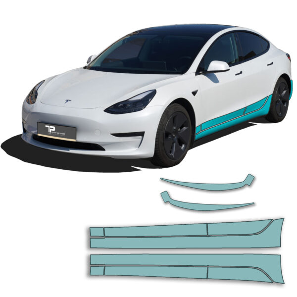 Model 3 Sidekit small - Lackschutzfolie für die hinteren Seitenschweller &  Stoßfänger - Tesla-Protect
