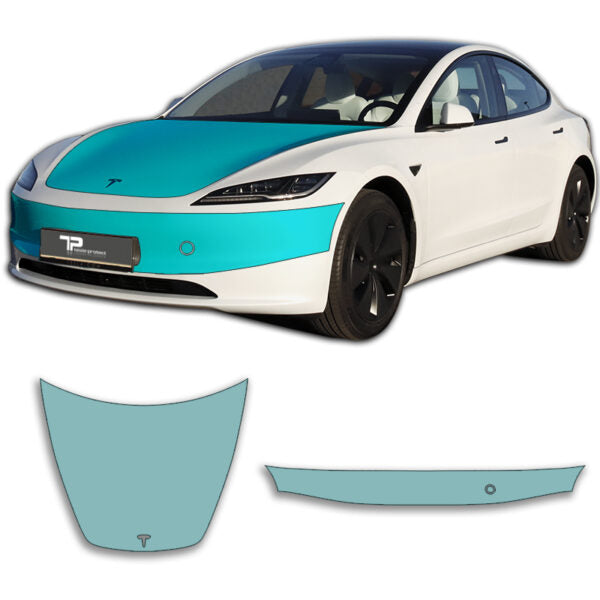Tesla Model 3 Highland Lackschutzfolie: Stoßstange & Motorhaube Schutz Set