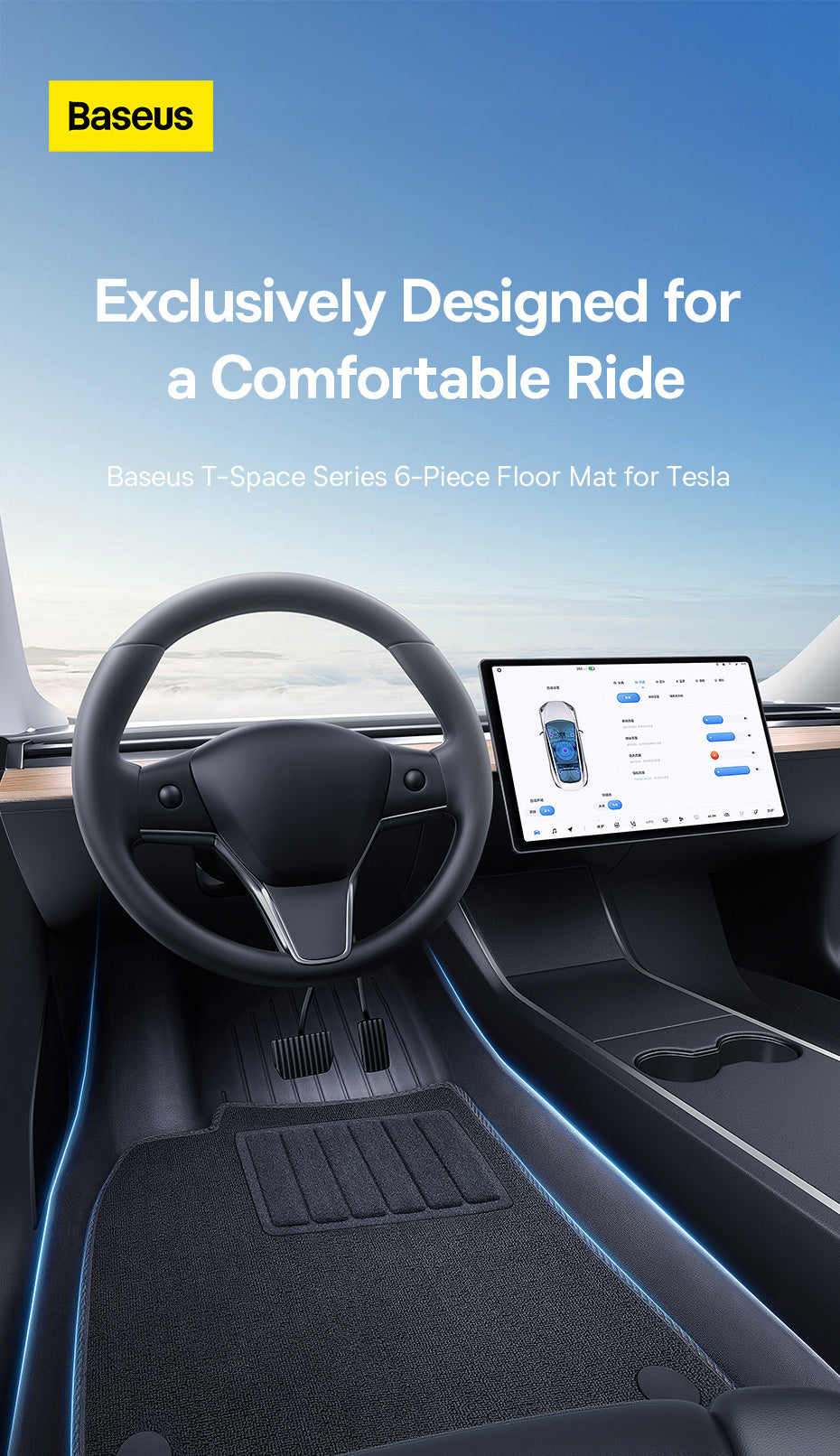 Tesla Model 3 Velours-Innenraummatte - Eleganz & Funktionalität