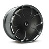 The New Aero CHELA in Glossy Titanium mit Satin-Carbon-Aerodisc, Schrägansicht der Flow-Formed-Felge mit Carbondetails.