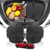 Zwei isolierte Model 3 Kühlbox Taschen im geöffneten Frunk eines Tesla Model 3 Highland, praktisch als Tesla Model 3 Frunk Organizer.