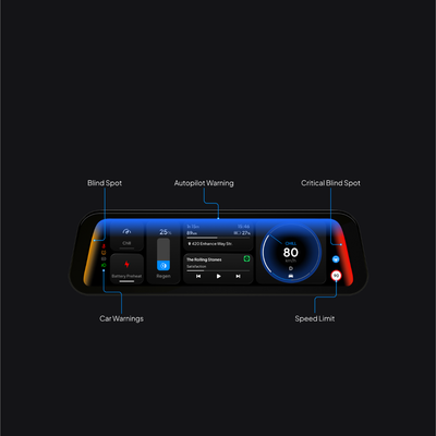 Tesla Dashboard Display S3XY Dash mit Sicherheitswarnungen als Tesla Model 3 dashboard display mit Tesla CarPlay, Tesla Android und Echtzeit-Fahrdaten
