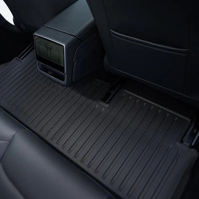 Velours Einsatz auf Tesla Model 3 Fußmatten Gummimatten ab 10.2023 Ecoline Kombination