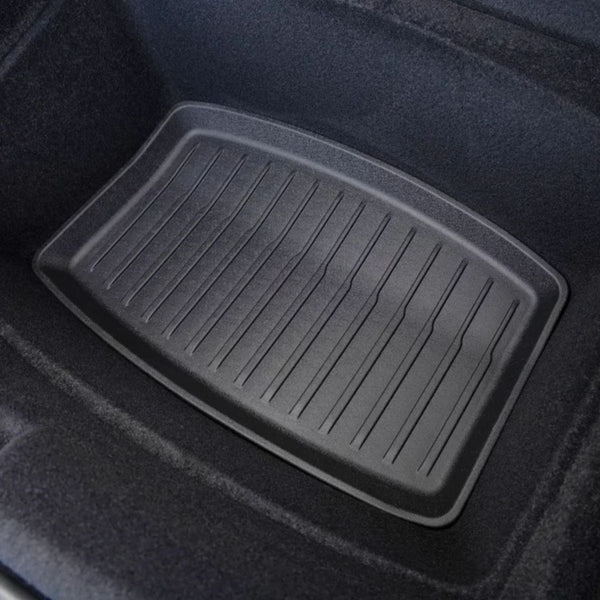 Nahtlose Verbindung Tesla Fußmatten Model 3 mit Kofferraummatte als Tesla Model 3 Gummimatten Set
