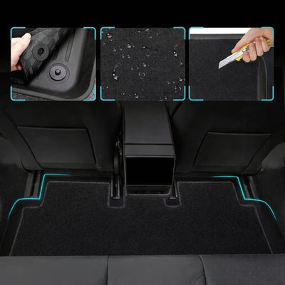 Detailansicht Tesla Model 3 Fußmatten Gummimatten ab 10.2023 Ecoline mit Befestigungssystem