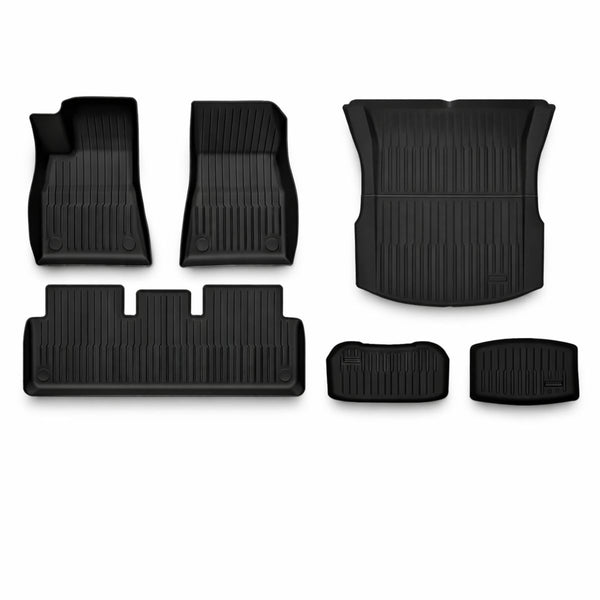 Tesla Model 3 Gummimatten Kofferraum Set passend zu Tesla Model 3 Fußmatten Gummimatten ab 10.2023 Ecoline