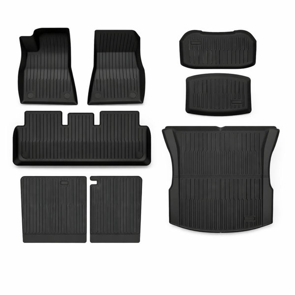 Komplettpaket Tesla Model 3 Gummimatten mit Rücksitzlehnen Schutz und Fußmatten Tesla Model 3