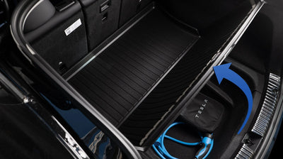 Tesla Model 3 Kofferraummatte Highland, mit hochwandigem Design für umfassenden Schutz vor Schmutz, Feuchtigkeit und Abnutzung.