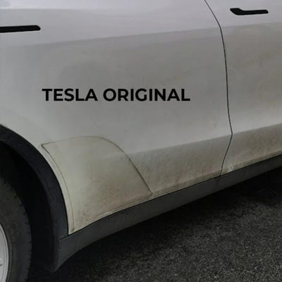 Lieferumfang des tesla model y ppf kit Sidekit Juniper 2025+: 2 Folien, Rakel und Sprühflasche für einfache Montage.