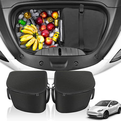 Tesla Model Y Kuehlschrank Frunk Tasche mit großem Reißverschluss, perfekter Zugriff und einfache Handhabung auf Reisen oder im Alltag.