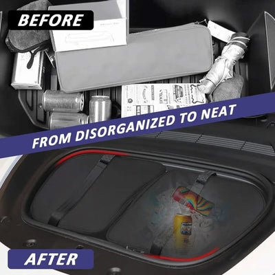 Tesla Model Y Frunk Bag im praktischen 2er-Set, ideal zur effizienten Nutzung des Frunk-Raums für gekühlte oder warme Aufbewahrung.
