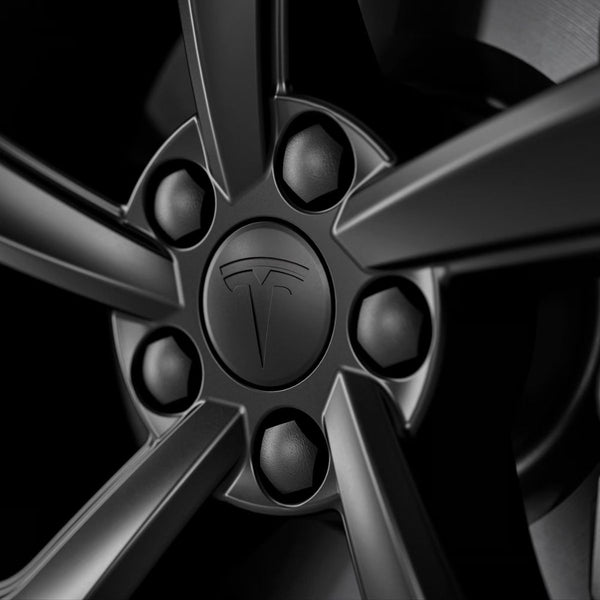 Gemonteerde Tesla Model Y Radkappen satz Schwarz auf Felge, perfekt abgestimmt auf Model Y Radkappen 19 Zoll Crossflow für eine sportliche und elegante Optik.