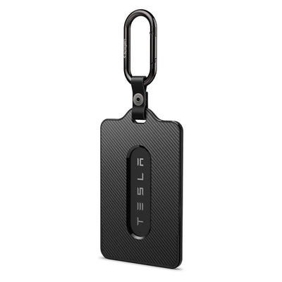 Tesla Schlüsselkartenhalter von Spigen – schwarz, mit Karabinerhaken