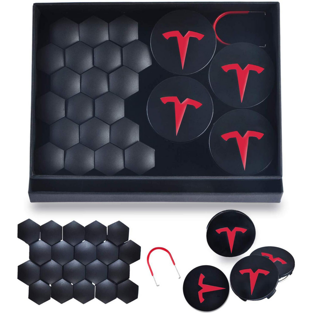 4 Stück Auto Naben Mittelkappe für Tesla Model 3 X S, 56mm, Auto