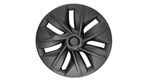 Schwarze Radkappen im Aero-Design für das Tesla Model Y - Set aus 4 Stück passend für 19 Zoll Gemini Alufelgen. Einfache Montage ohne zusätzliches Werkzeug, inklusive Logos und Klammern für sicheren Halt. Schwarz mattes Design verleiht deinem Tesla eine sportlichere Optik.