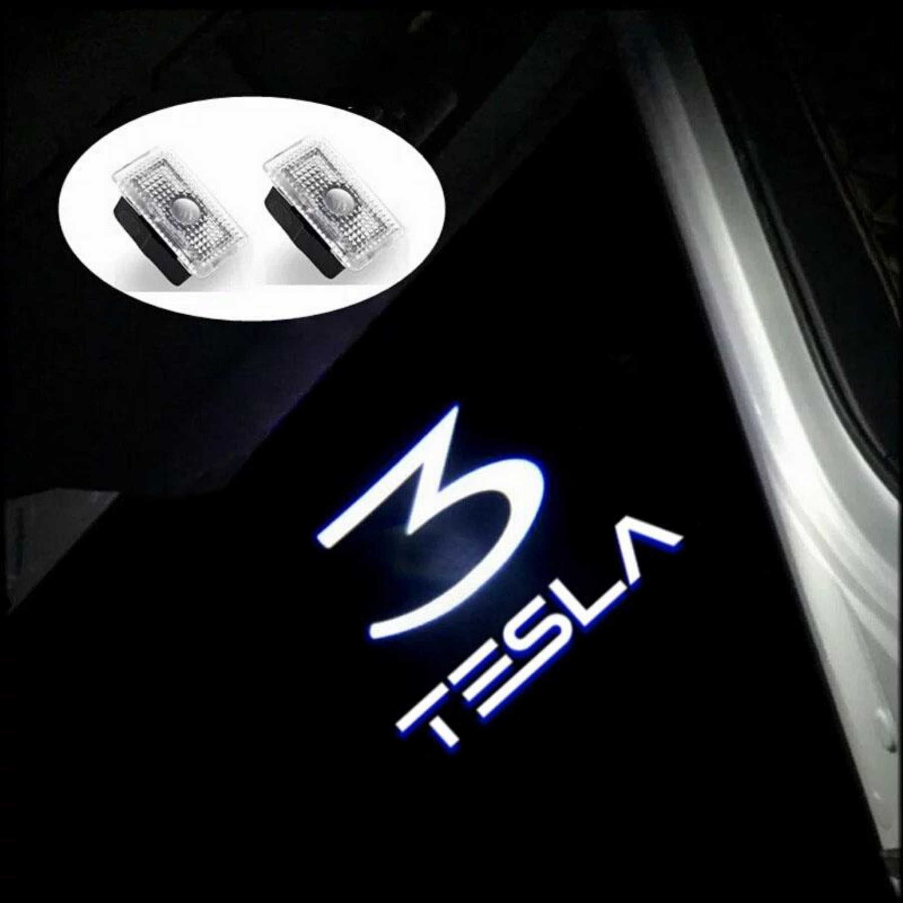 TESLA Logo Türbeleuchtung - LED-UPGRADE