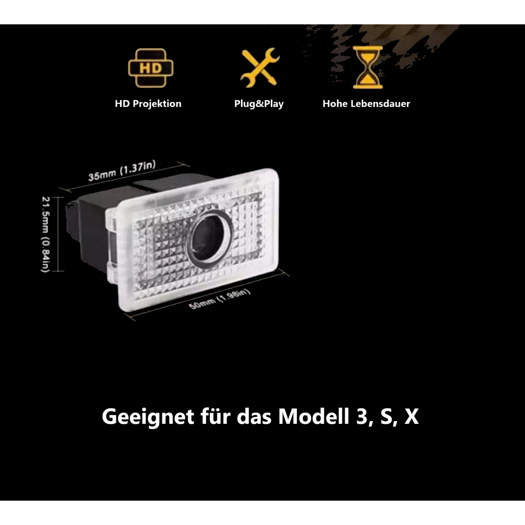 KYHATS 2/4 Stück Autotür Willkommenslicht für Tesla Model 3/Model X/Model Y/ Model S, Auto Türbeleuchtung HD projektor Personalisierte Autotür  Willkommenslicht,B Four : : Auto & Motorrad