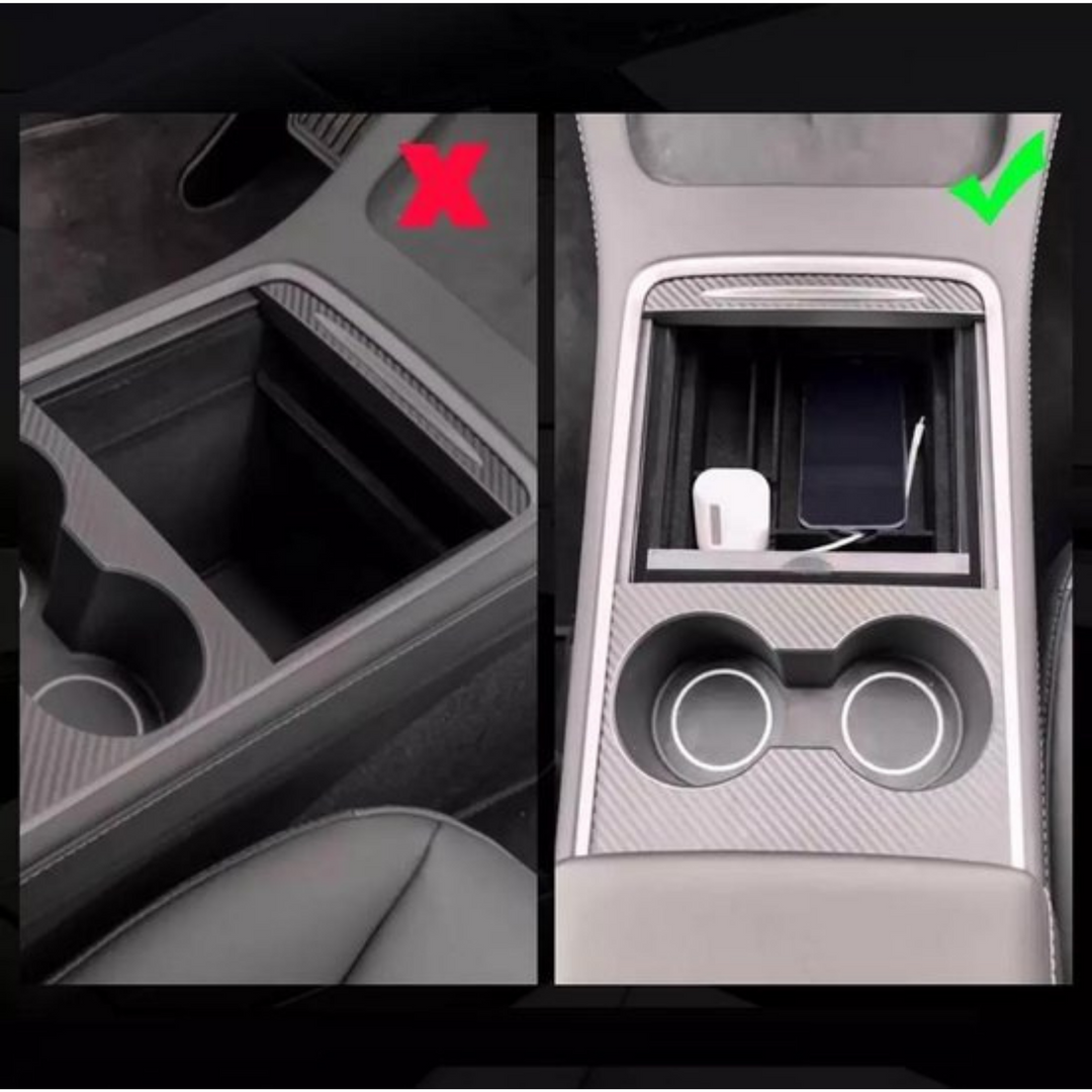 ONKENTET 2 Stück Mittelbildschirm Konsole Tablett Organizer Kompatibel mit  Tesla Model 3Y Silikon Zubehör Leder Autositz Lückenfüller