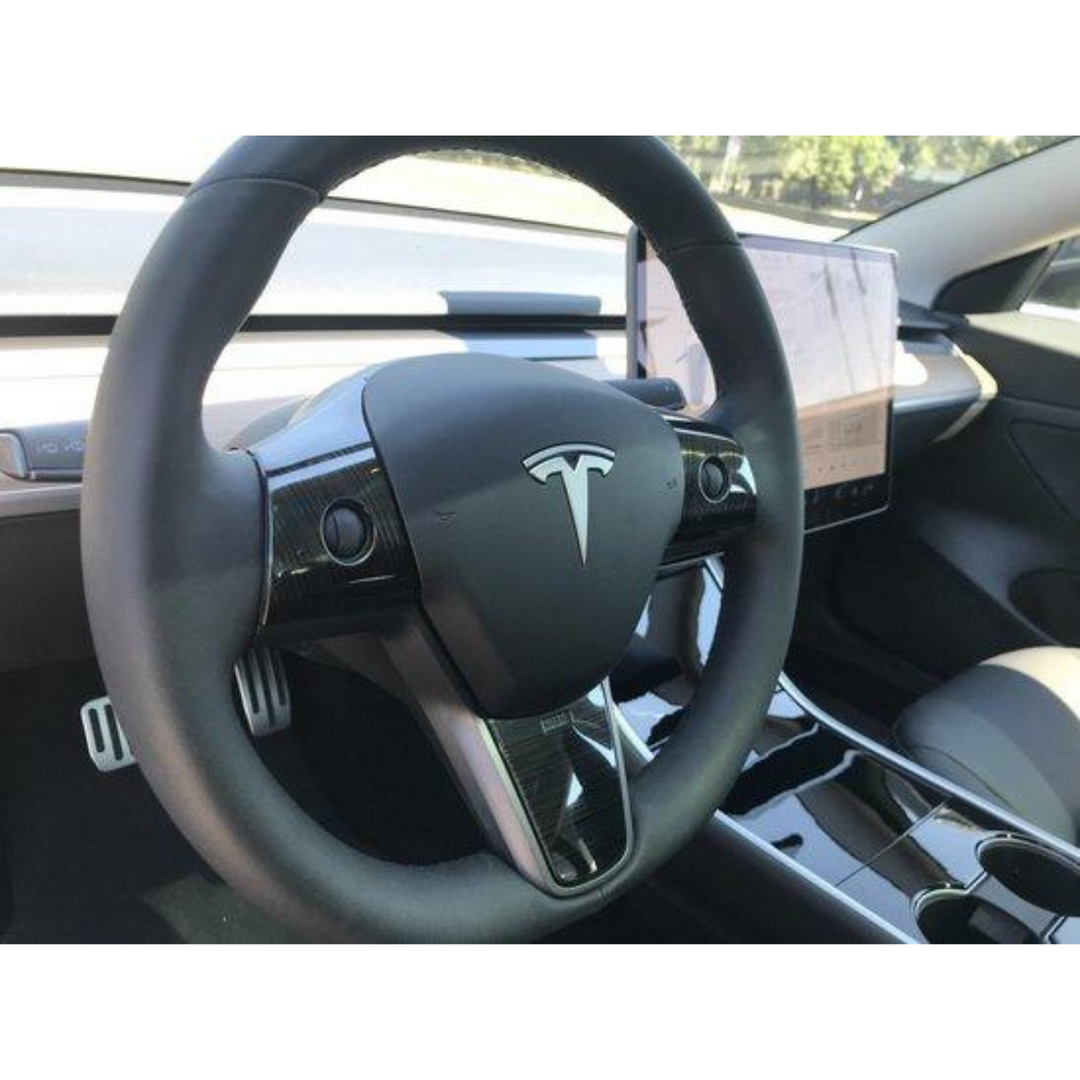 2 Stück Kohlefaser Auto Lenkradbezug für Tesla Model 3 Model X Model Y  Model S, Segmentiert Mode Anti-Rutsch Lenkradbezug Auto  Innenzubehör,A/Black : : Auto & Motorrad