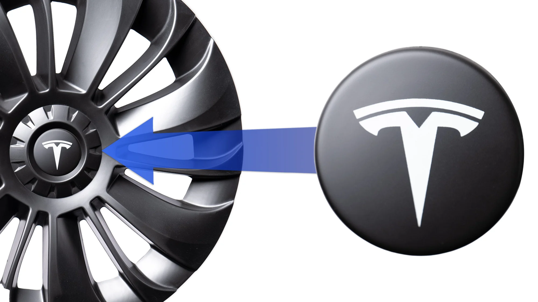 Schwarze Tesla Model Y Performance Radkappen im Turbinen-Design