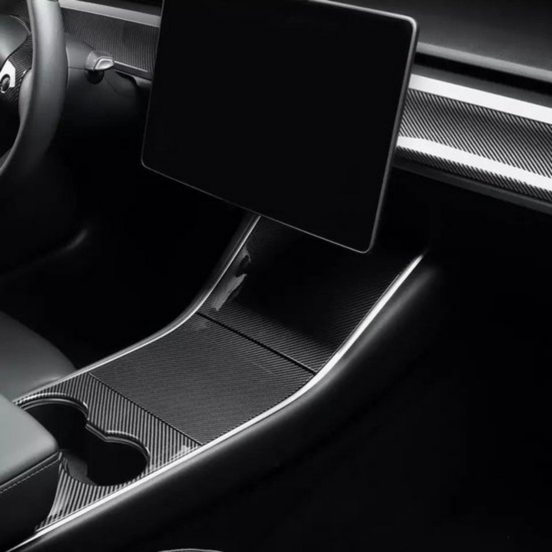 Tesla Model 3 Paneele Mittelkonsole Mattschwarz Weiß Carbon Wrap
